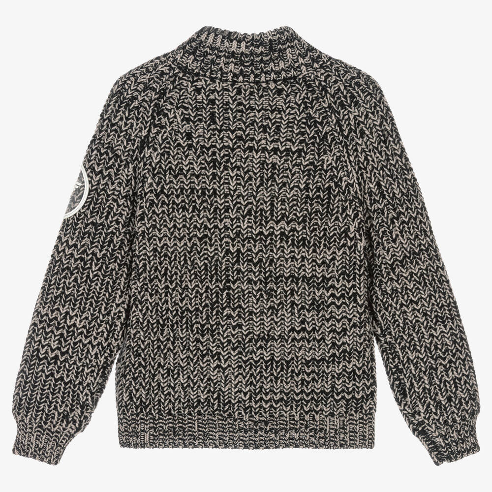 Emporio Armani-Boys Black & Grey Knitted Zip-Up Top | Childrensalon Outlet