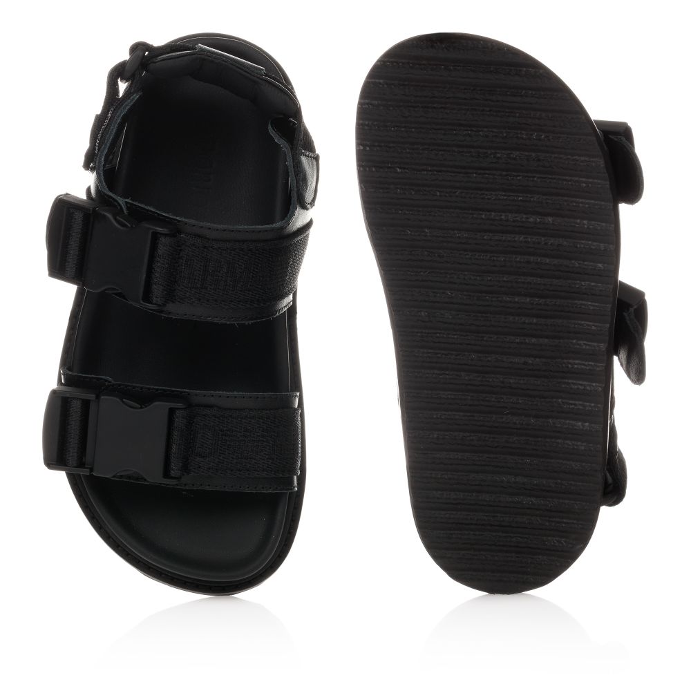Emporio Armani-Boys Black Leather Sandals | Childrensalon Outlet