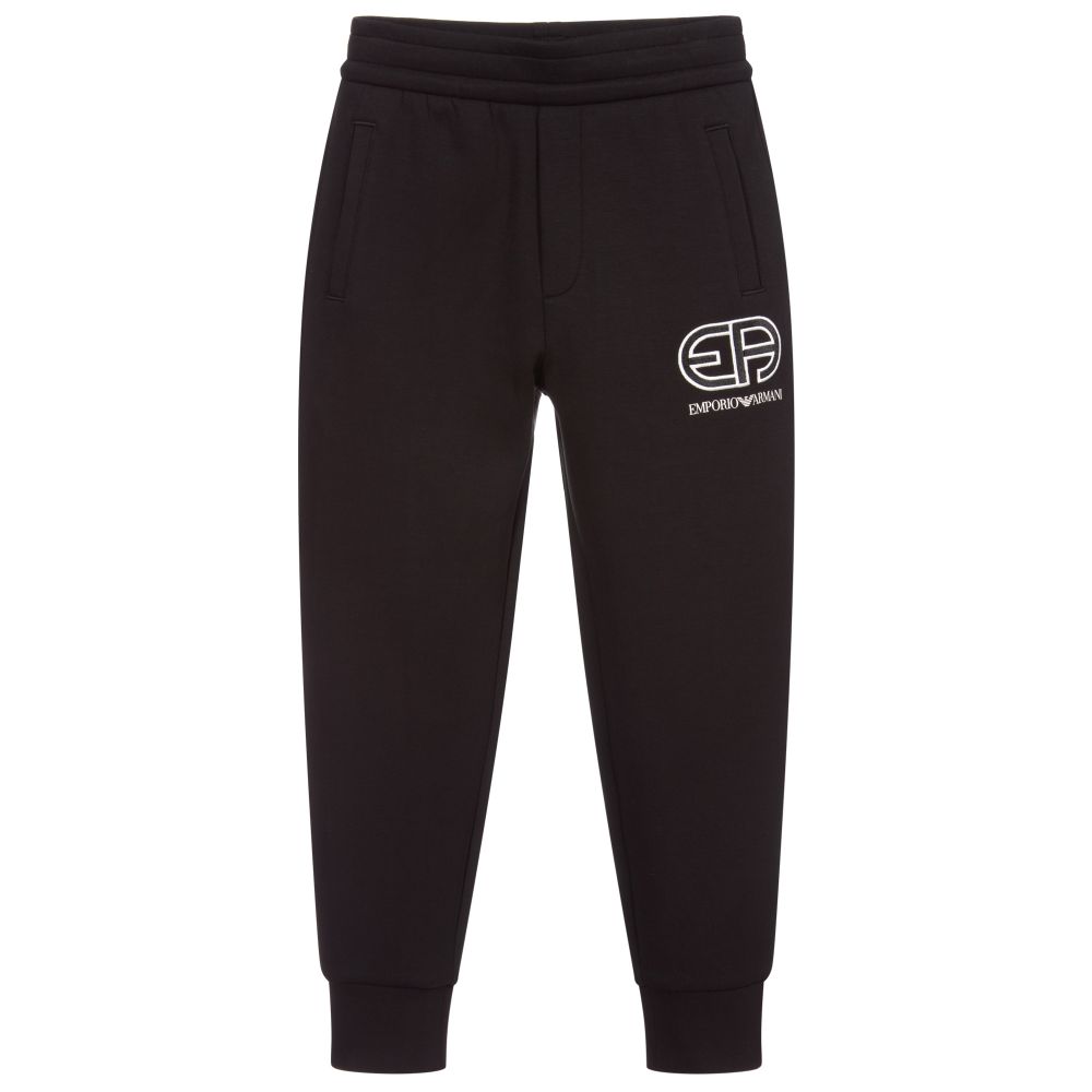 Emporio Armani - Boys Black Logo Joggers | Childrensalon