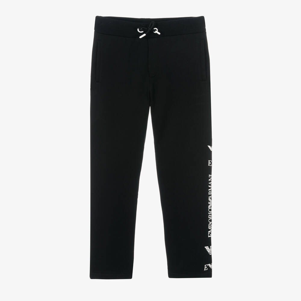 Emporio Armani - Boys Black Logo Joggers | Childrensalon