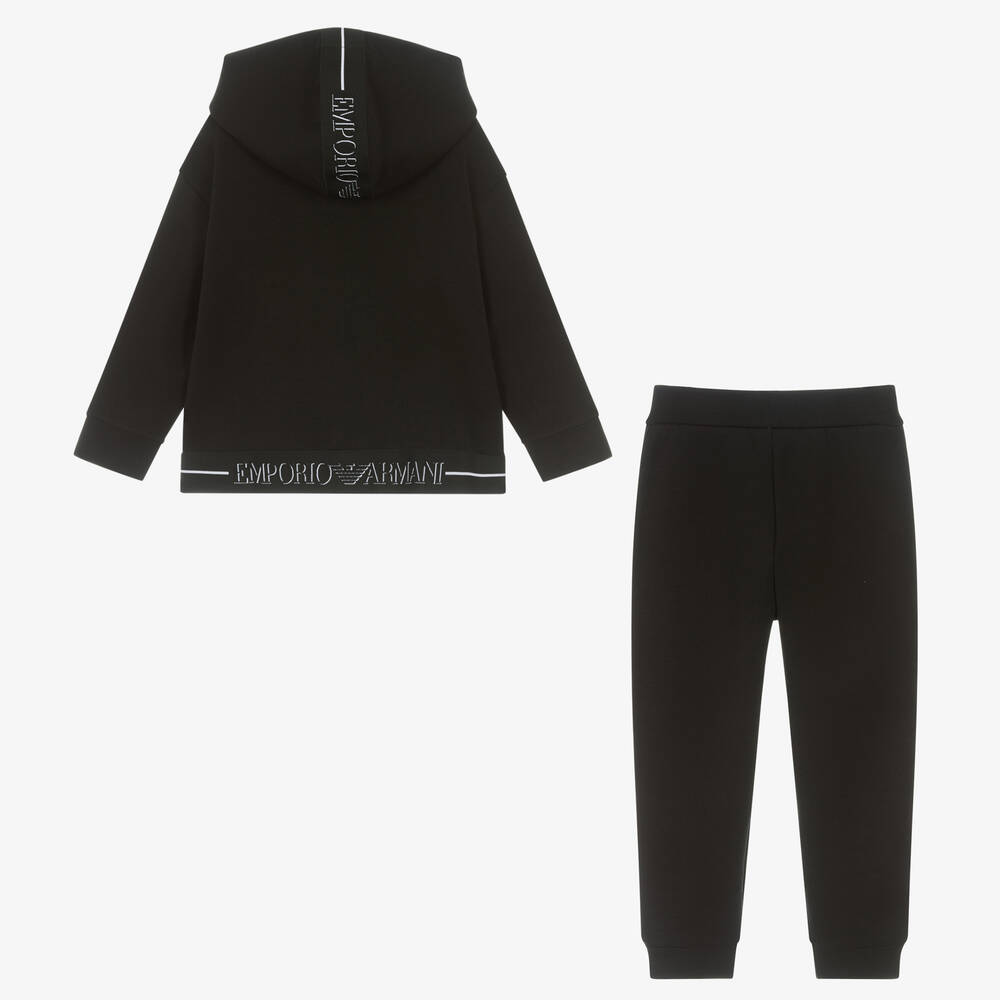 Emporio Armani-تراكسوت قطن جيرسي لون أسود للأولاد | Childrensalon Outlet