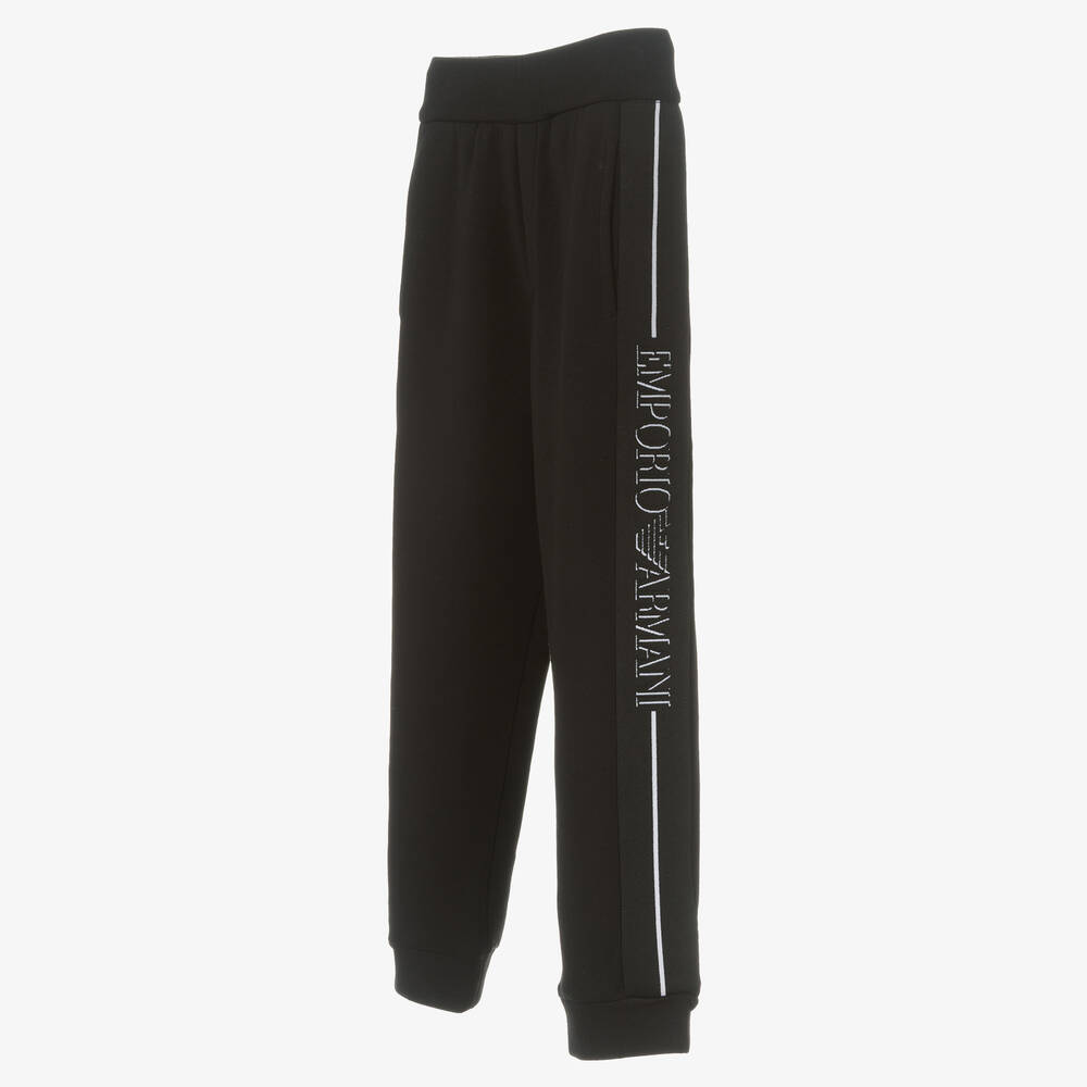 Emporio Armani-تراكسوت قطن جيرسي لون أسود للأولاد | Childrensalon Outlet