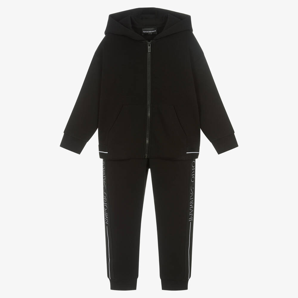 Emporio Armani-Boys Black Logo Tracksuit | Childrensalon Outlet