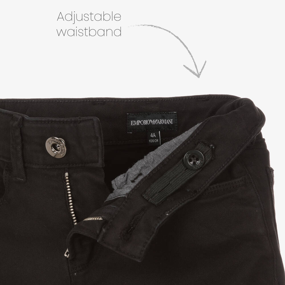 Emporio Armani-Boys Black Slim Cotton Jeans | Childrensalon Outlet