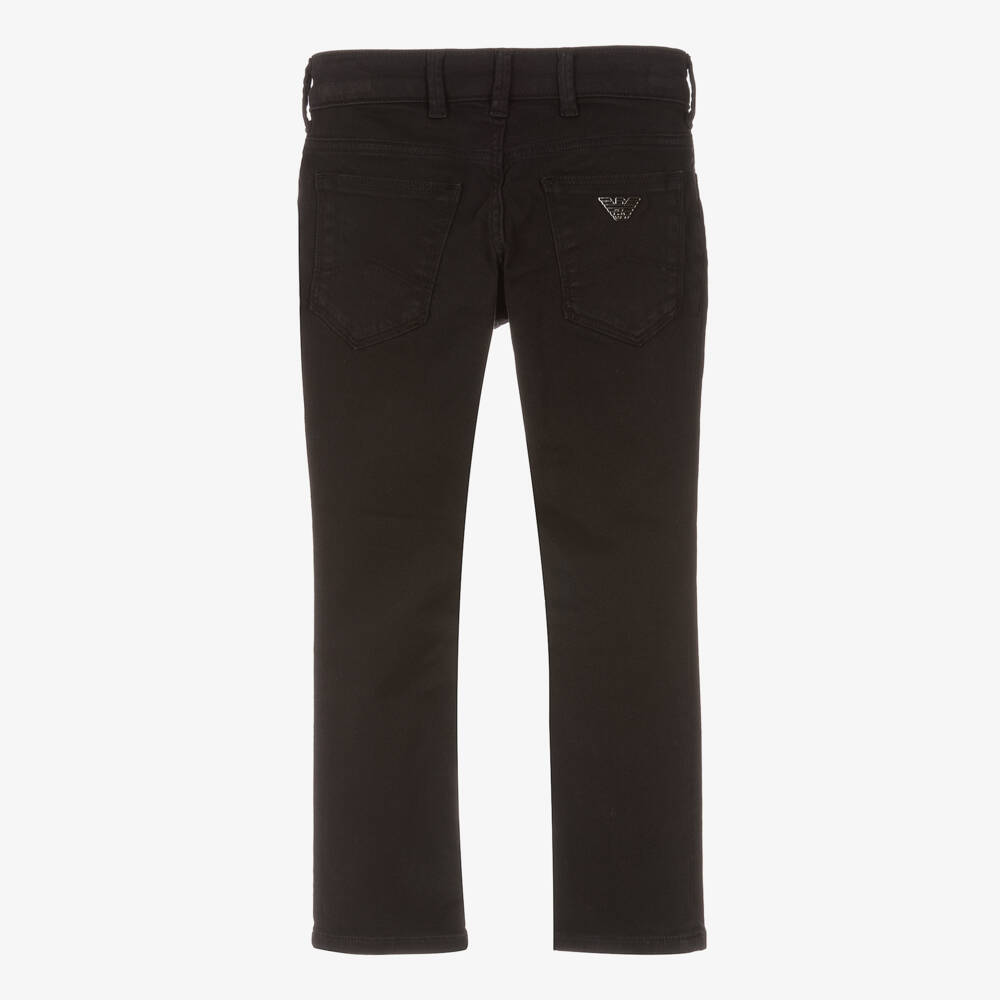 Emporio Armani-Boys Black Slim Cotton Jeans | Childrensalon Outlet