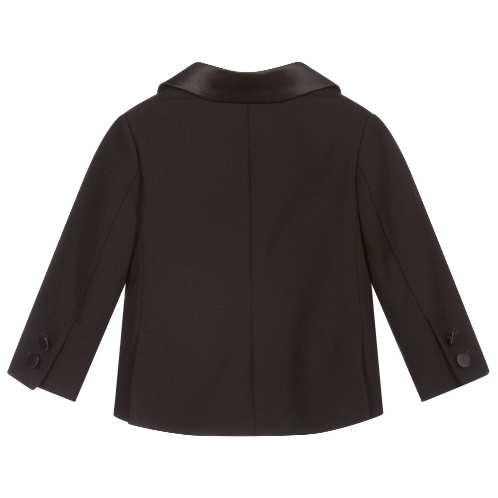 Emporio Armani-Черный шерстяной блейзер для мальчиков | Childrensalon Outlet
