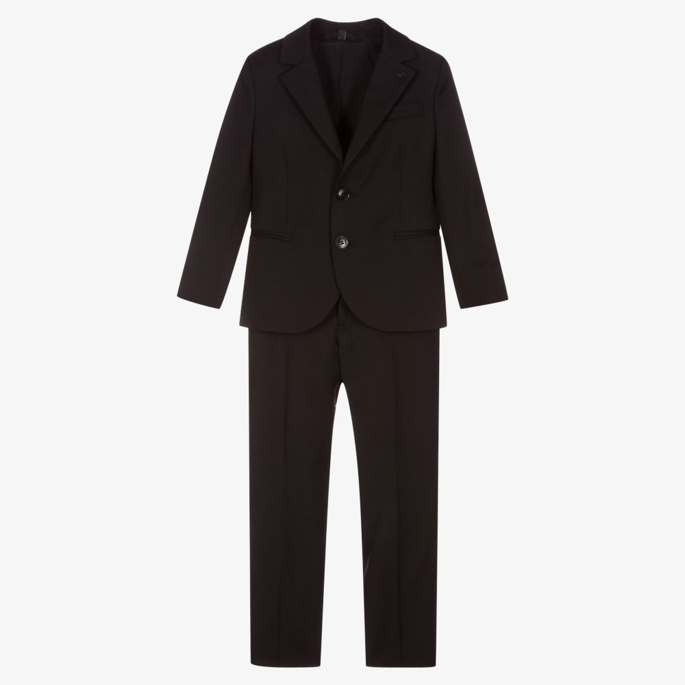 Emporio Armani - Costume noir en laine Garçon | Childrensalon