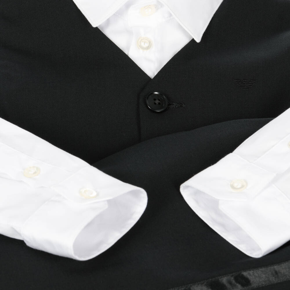 Emporio Armani-Boys Black Wool Waistcoat Suit | Childrensalon Outlet
