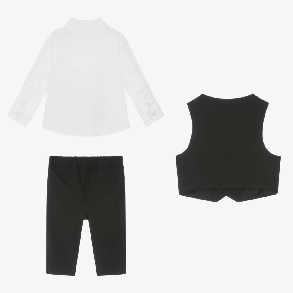 Emporio Armani-Boys Black Wool Waistcoat Suit | Childrensalon Outlet