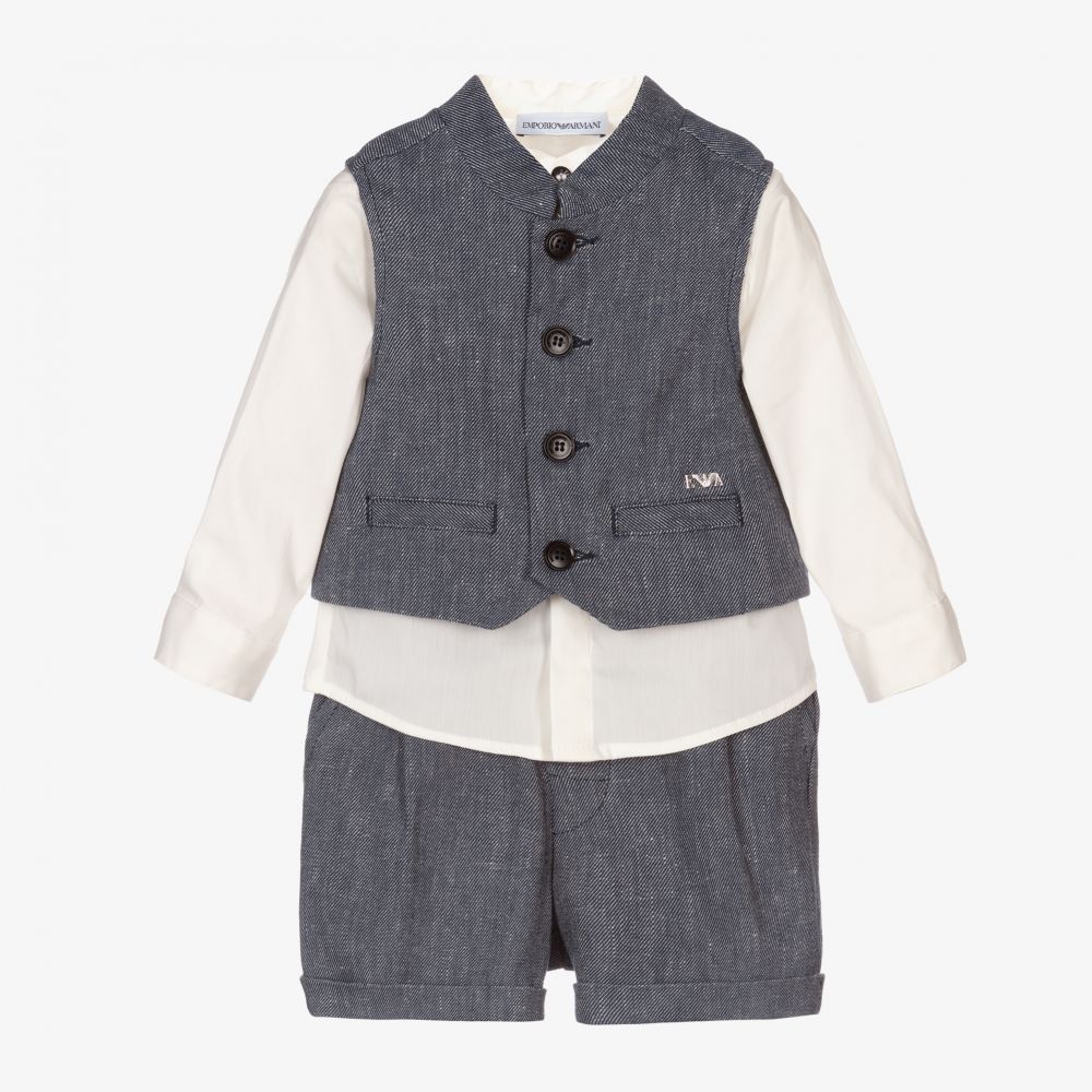 Emporio Armani - Boys Blue 3 Piece Suit | Childrensalon