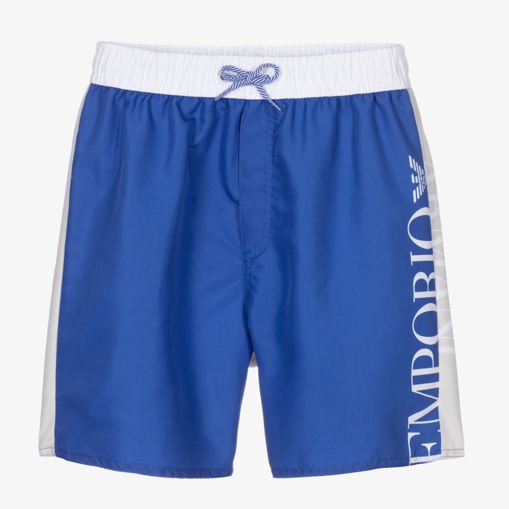 Emporio Armani - Бежево-голубые плавки-шорты для мальчиков | Childrensalon