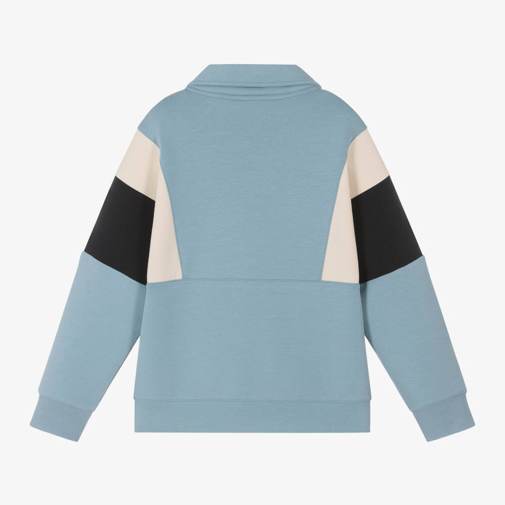إEmporio Armani-بلوفر أولاد أزرق بتصميم متباين | Childrensalon Outlet