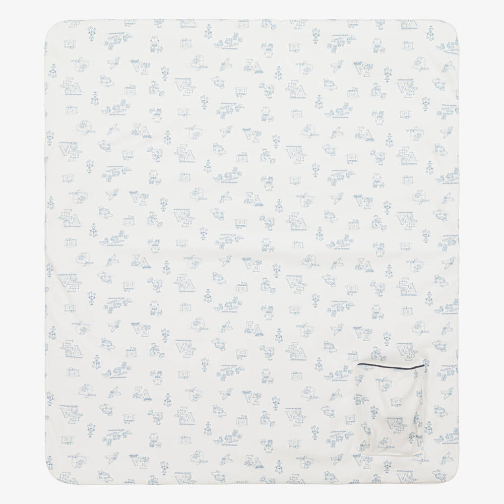Emporio Armani-Boys Blue Cotton Comfort Blanket | Childrensalon Outlet