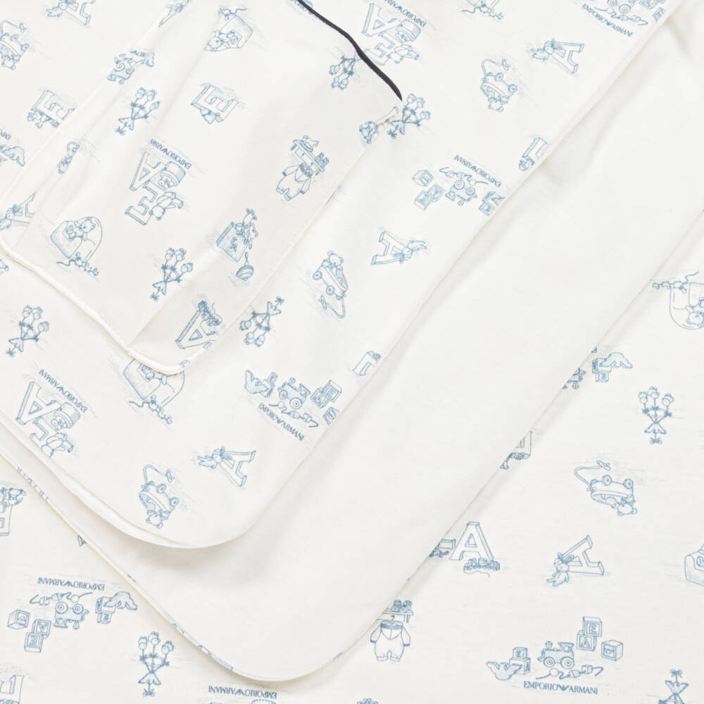 Emporio Armani-Boys Blue Cotton Comfort Blanket | Childrensalon Outlet