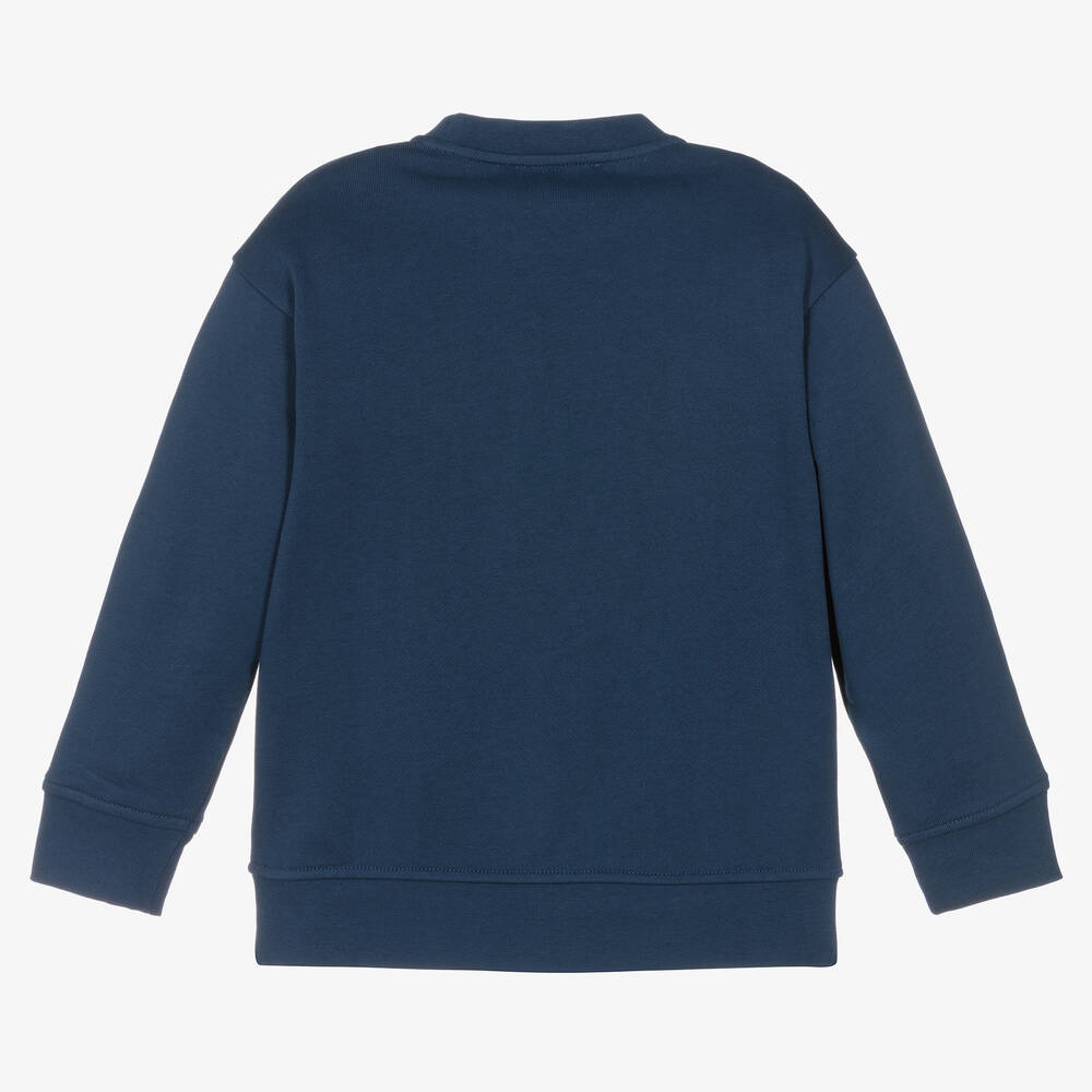 Emporio Armani-Boys Blue Cotton Eagle Logo Sweatshirt | Childrensalon Outlet