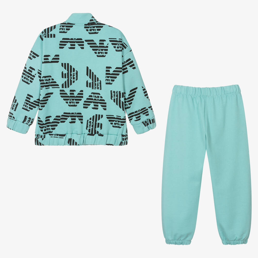 Emporio Armani-Boys Blue Cotton Eagle Logo Tracksuit | Childrensalon Outlet