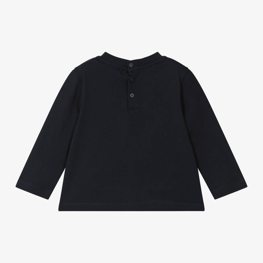 Emporio Armani-Boys Blue Cotton Eagle Shirt | Childrensalon Outlet