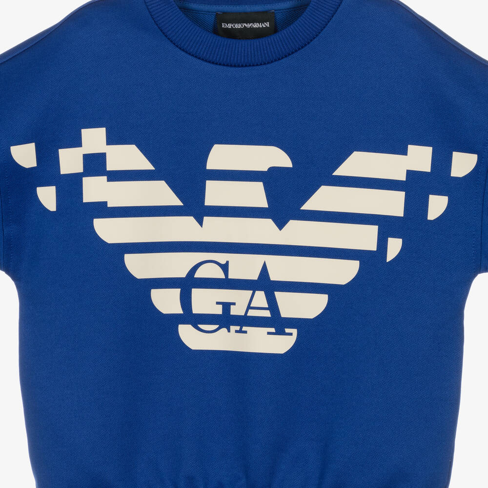 Emporio Armani-Boys Blue Cotton Eagle Sweatshirt | Childrensalon Outlet