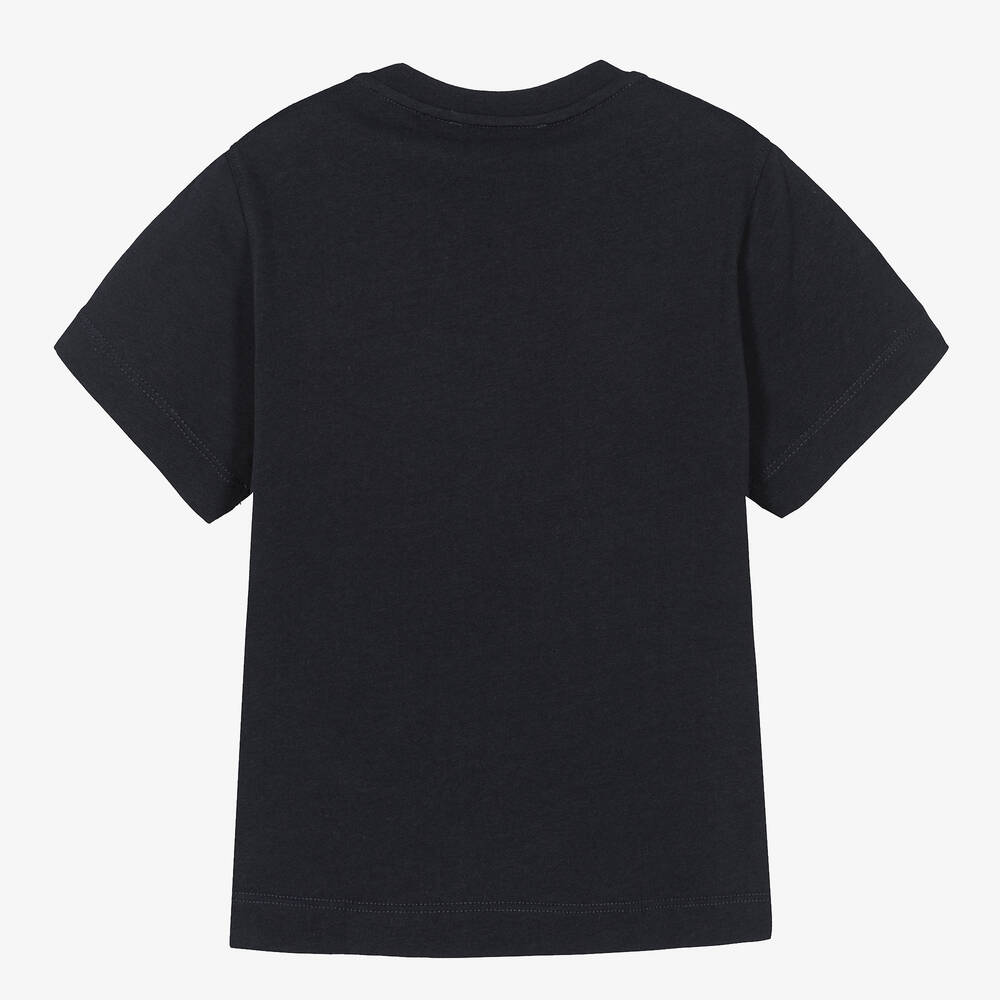 Emporio Armani - Boys Blue Cotton Embossed Logo T-Shirt