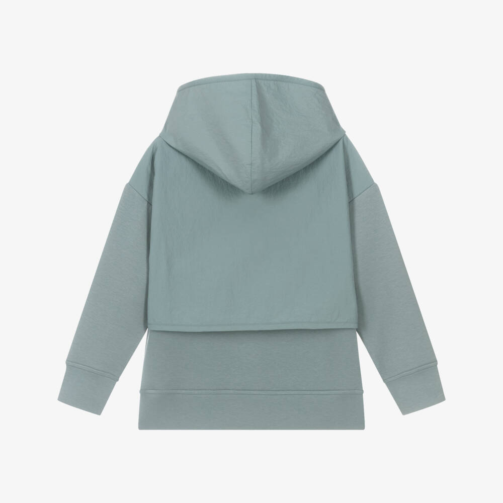 Emporio Armani-Boys Blue Cotton Hoodie with Lenticular Eagle Logo | Childrensalon Outlet