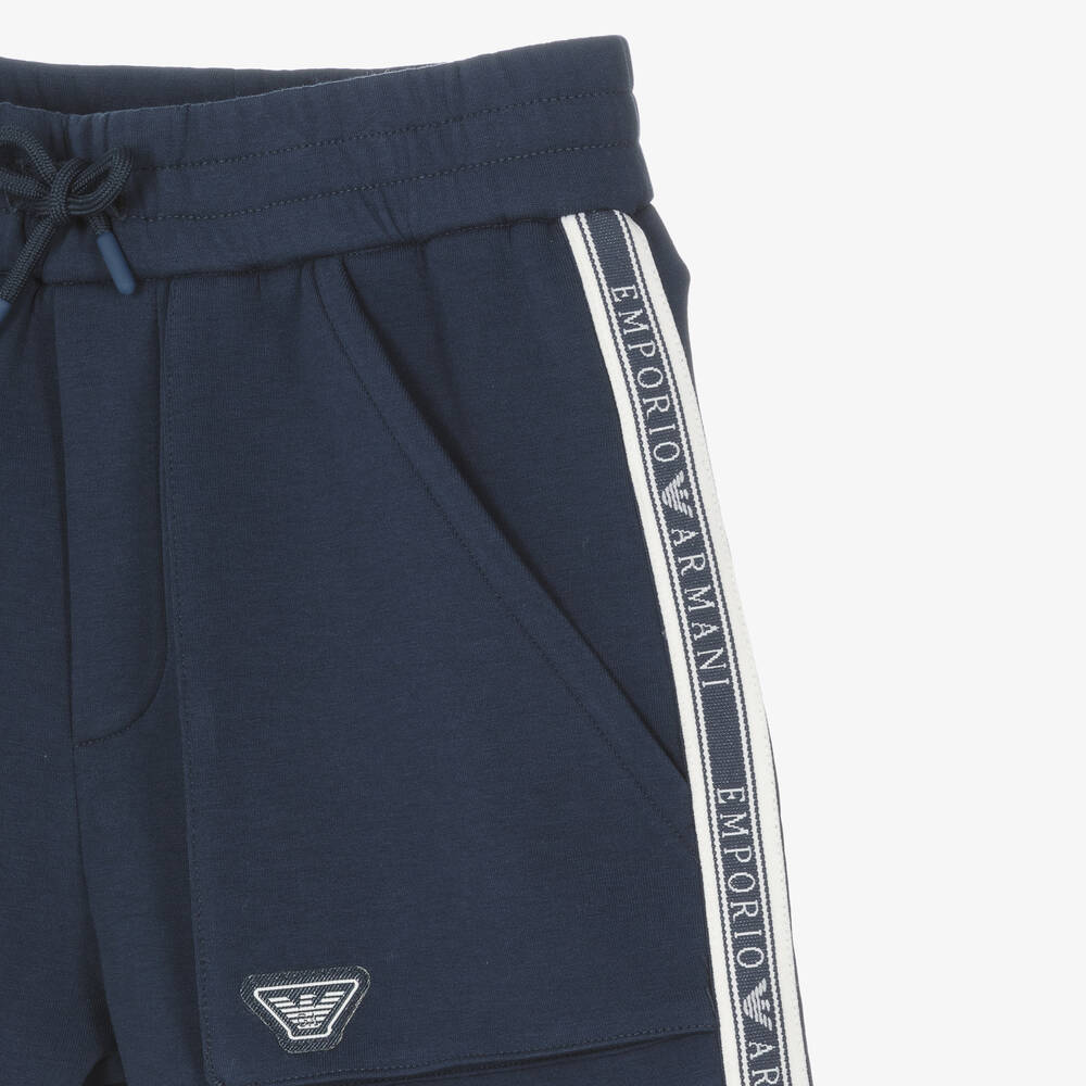 Emporio Armani-Boys Blue Cotton Jersey Bermuda Shorts | Childrensalon Outlet