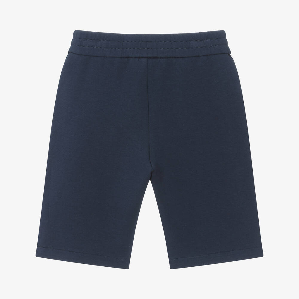 Emporio Armani-Boys Blue Cotton Jersey Bermuda Shorts | Childrensalon Outlet