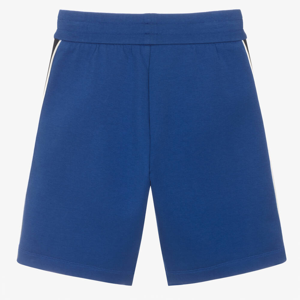 Emporio Armani-Boys Blue Cotton Jersey Logo Shorts | Childrensalon Outlet