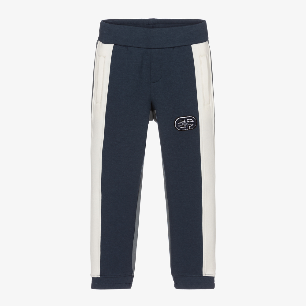 Emporio Armani - Boys Blue Cotton Joggers | Childrensalon