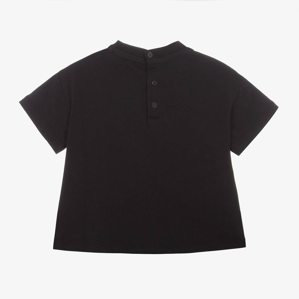 Emporio Armani-Boys Blue Cotton Letter Print T-Shirt | Childrensalon Outlet