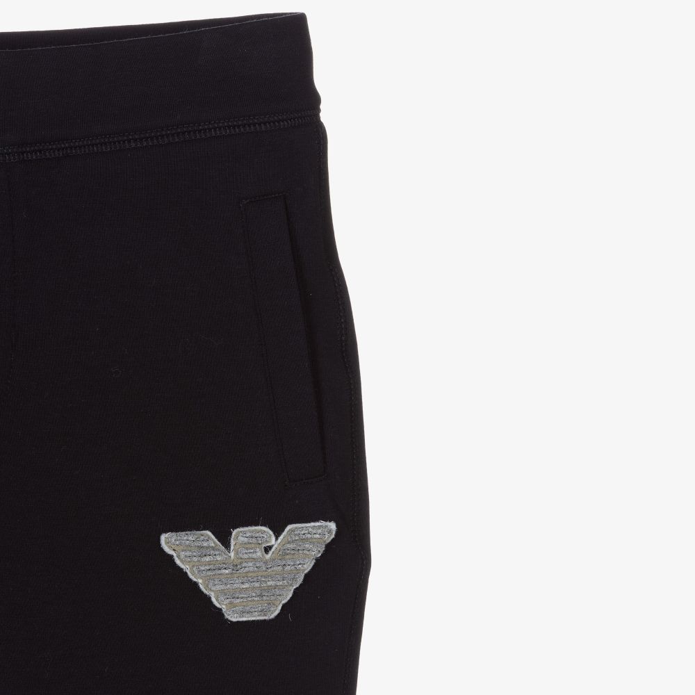 Emporio Armani-Boys Blue Cotton Logo Joggers | Childrensalon Outlet