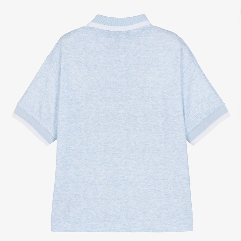 Emporio Armani-Boys Blue Cotton Logo Polo Shirt | Childrensalon Outlet