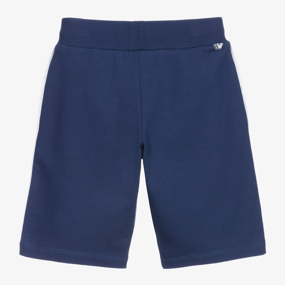 Emporio Armani-Boys Blue Cotton Logo Shorts | Childrensalon Outlet