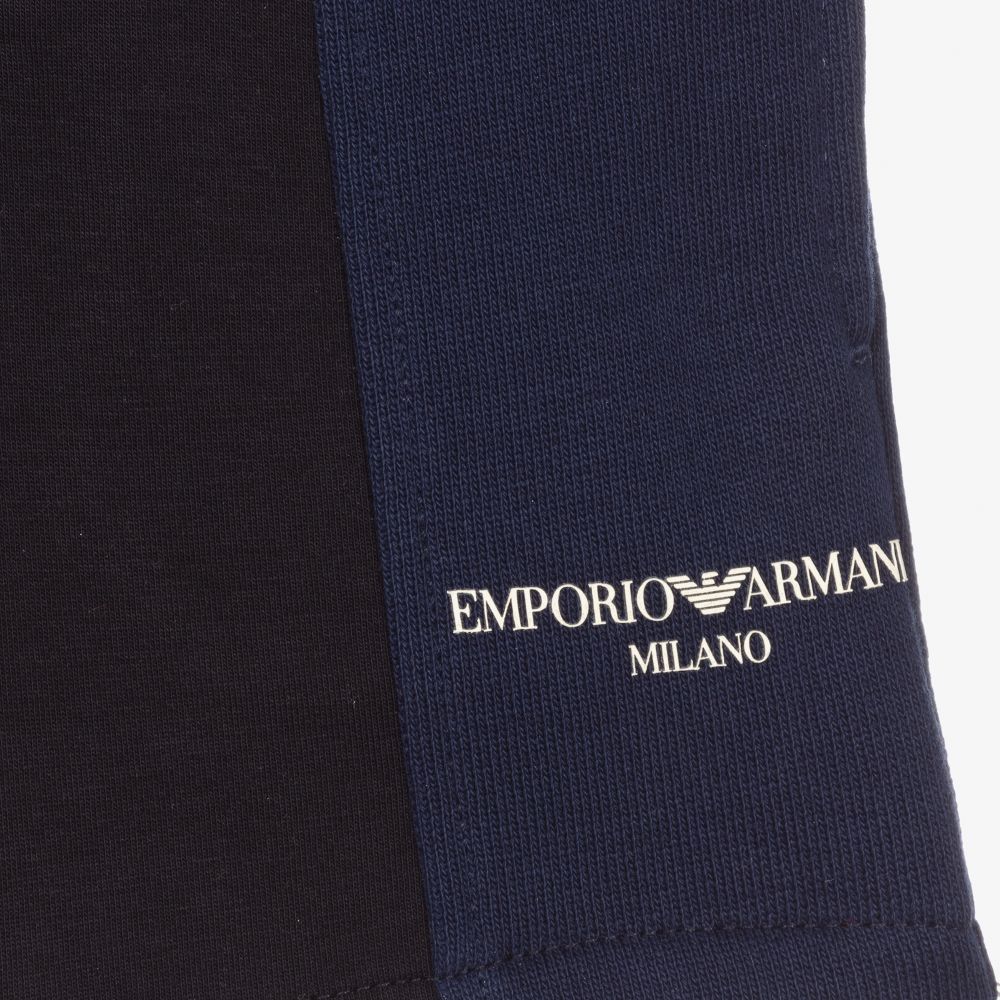 Emporio Armani-Boys Blue Cotton Logo Shorts  | Childrensalon Outlet