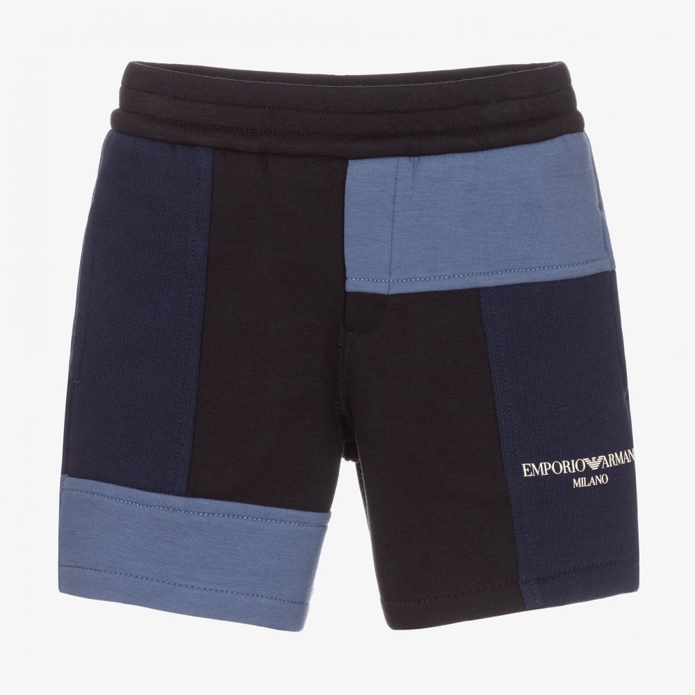 Emporio Armani - Boys Blue Cotton Logo Shorts  | Childrensalon