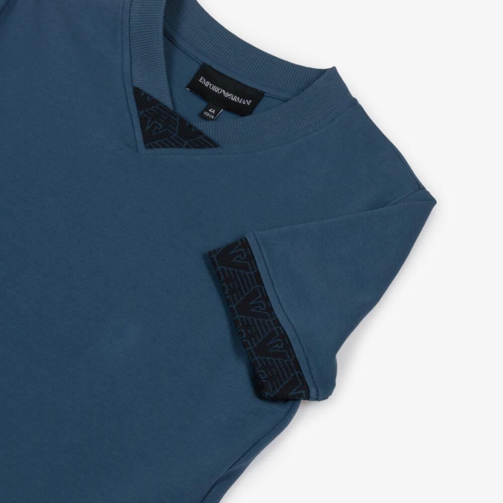 Emporio Armani-Boys Blue Cotton Logo Shorts Ensemble | Childrensalon Outlet