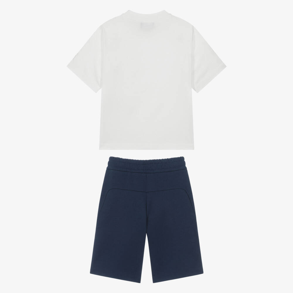 Emporio Armani-Boys Blue Cotton Logo Shorts Set | Childrensalon Outlet