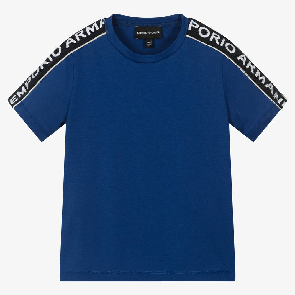Emporio Armani - T-shirt bleu en coton garçon | Childrensalon