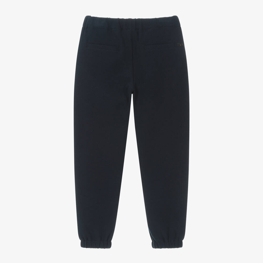 Emporio Armani-Boys Blue Cotton Piqué Joggers | Childrensalon Outlet