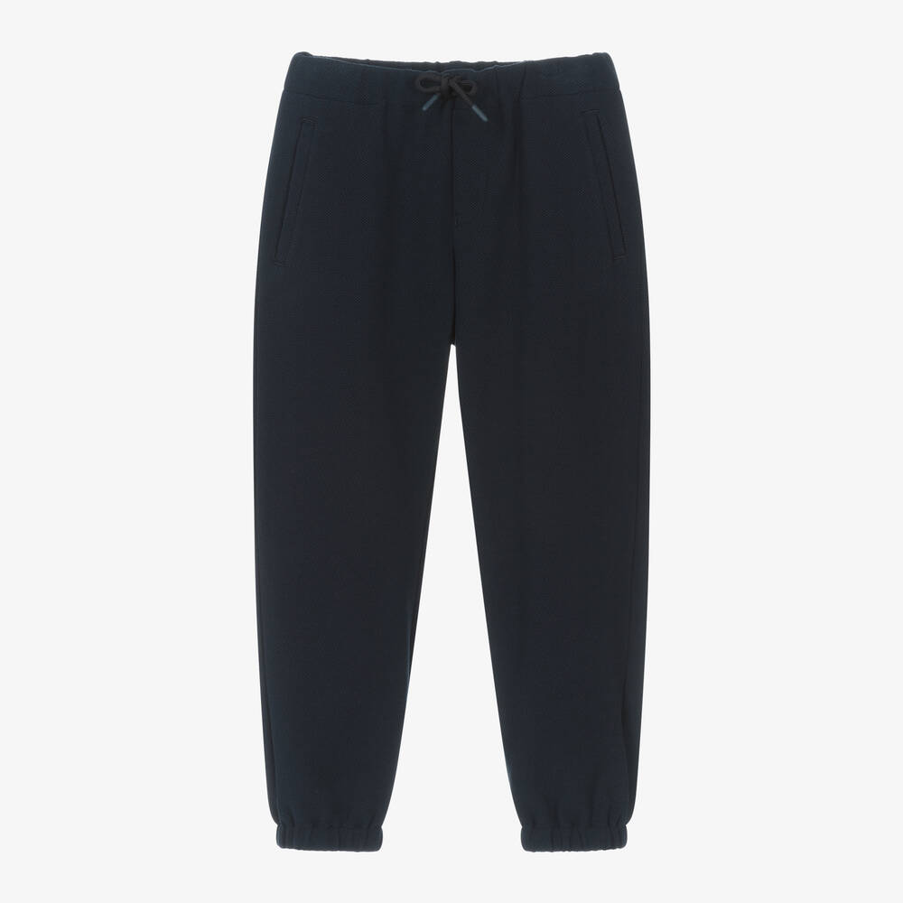 Emporio Armani-Boys Blue Cotton Piqué Joggers | Childrensalon Outlet