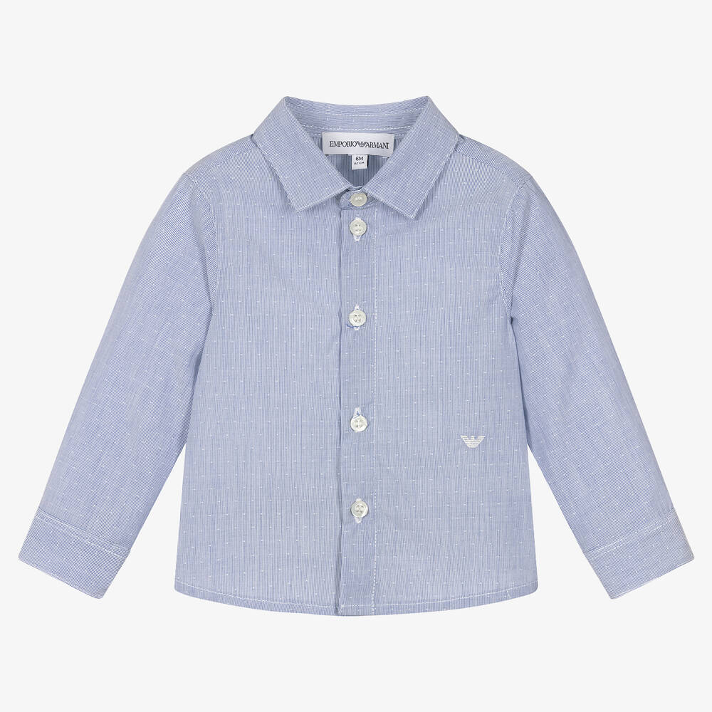 Emporio Armani-Голубая хлопковая рубашка | Childrensalon Outlet