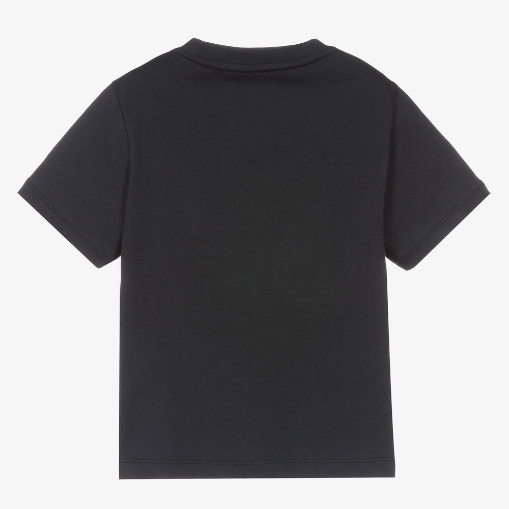 Emporio Armani Boys Blue Cotton Sketch Eagle T Shirt
