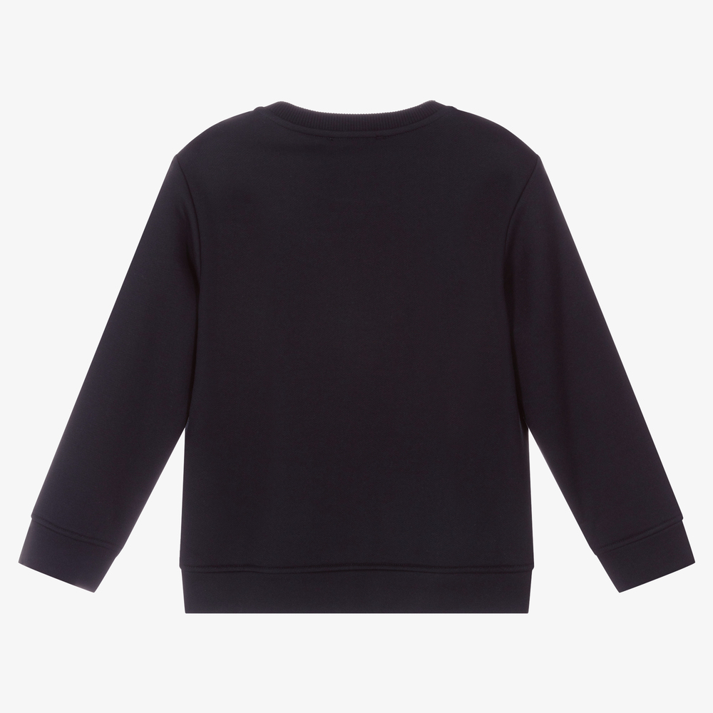 Emporio Armani-سويتشيرت مودال قطن جيرسي لون كحلي للأولاد | Childrensalon Outlet