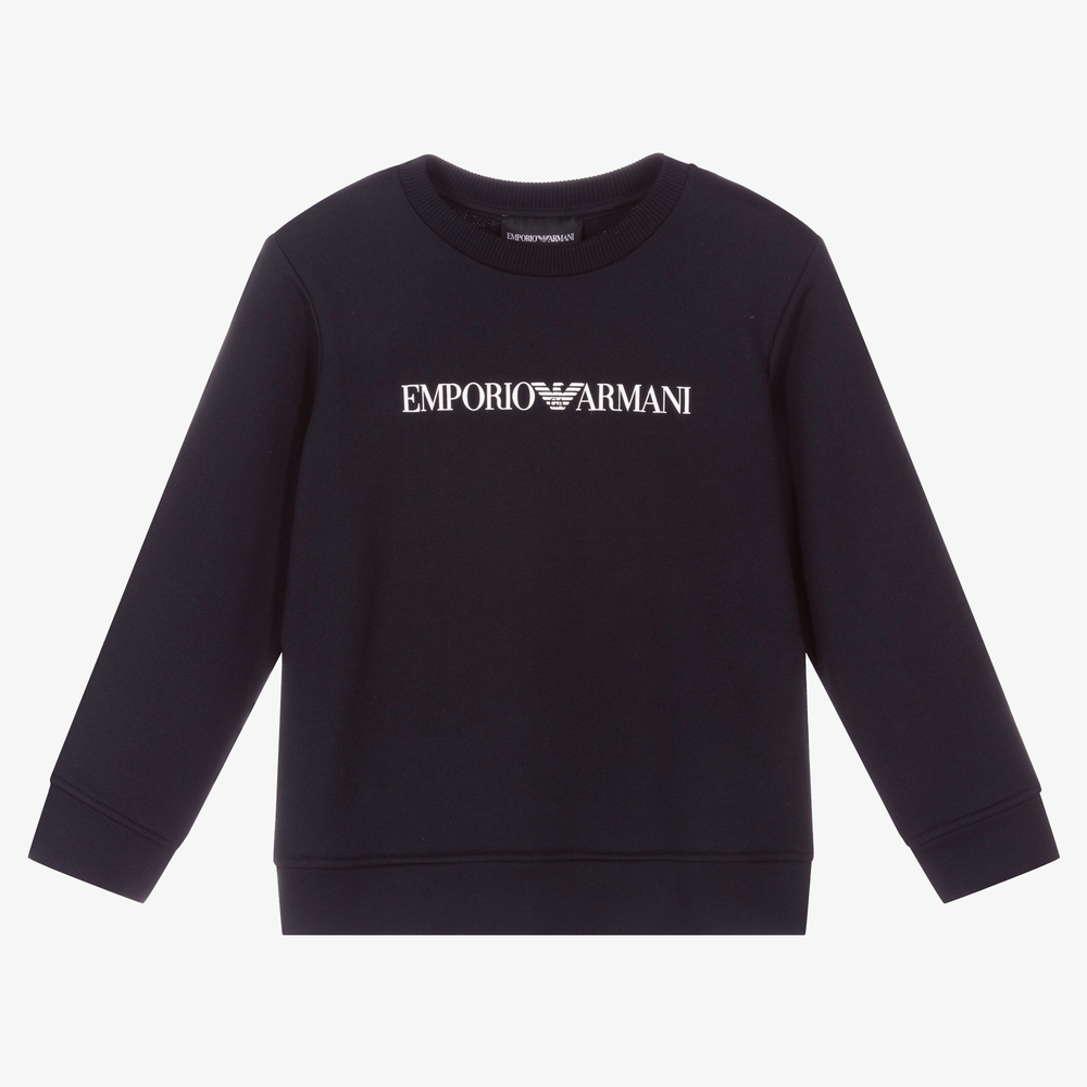 Emporio Armani - Boys Blue Cotton Sweatshirt | Childrensalon