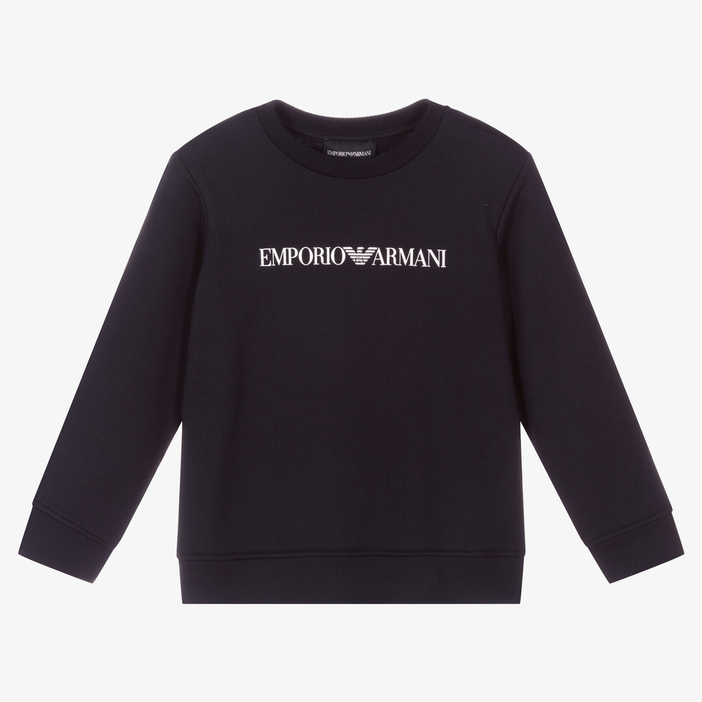 Emporio Armani - Sweat bleu en coton Garçon | Childrensalon