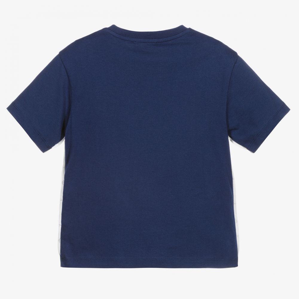 Emporio Armani-Boys Blue Cotton T-Shirt | Childrensalon Outlet