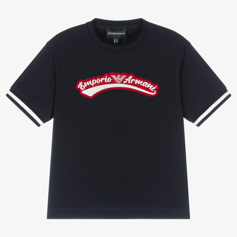 Emporio Armani - Navyblaues Baumwoll-T-Shirt | Childrensalon