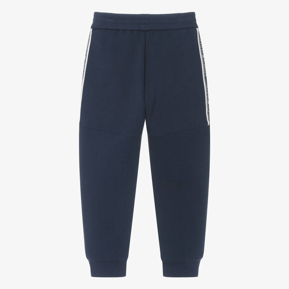 Emporio Armani Boys Blue Cotton Taped Joggers