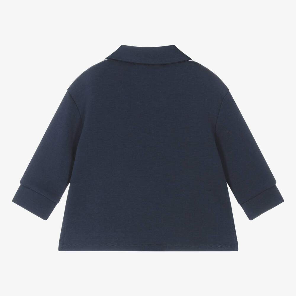 Emporio Armani-Boys Blue Cotton Taped Polo Shirt | Childrensalon Outlet