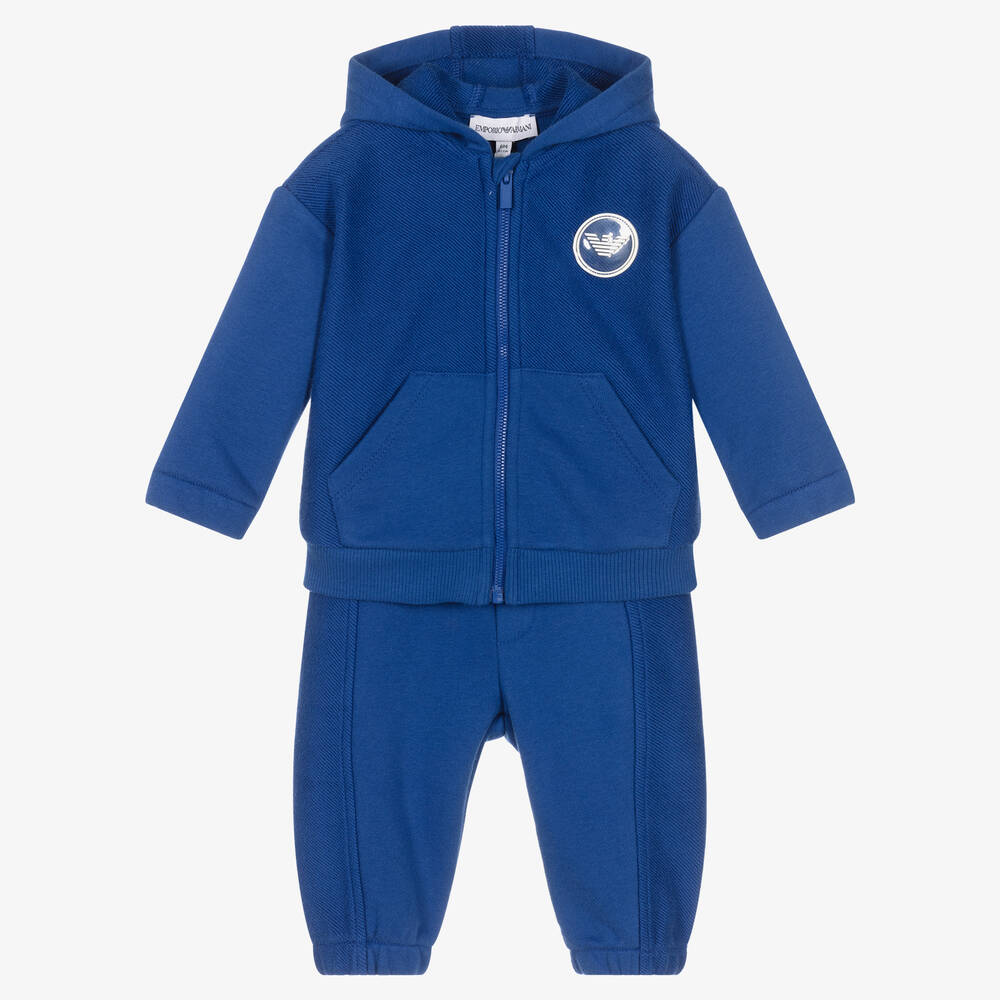 Emporio Armani - بدلة رياضية أطفال ولادي قطن جيرسي لون أزرق  | Childrensalon