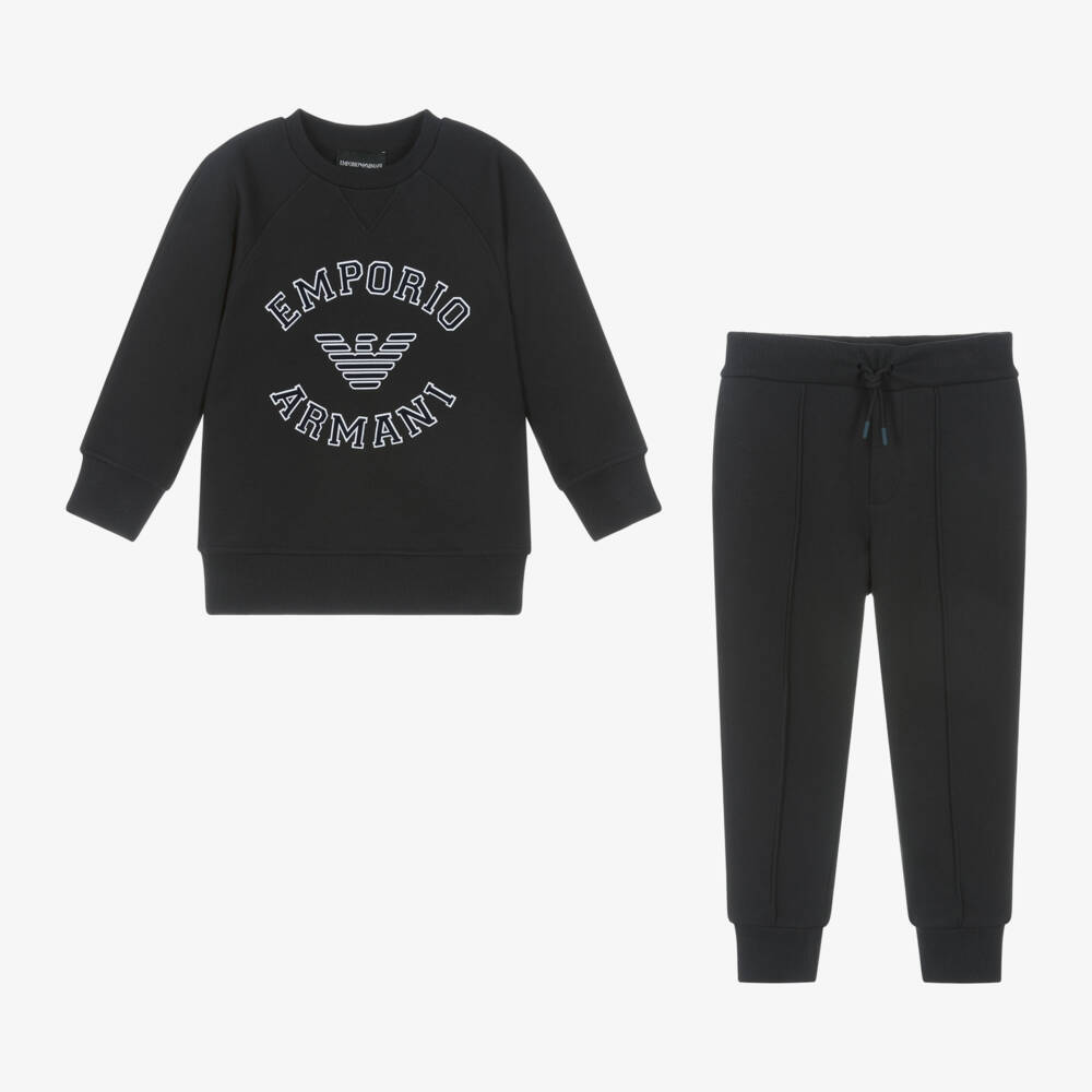 إمبوريو أرماني-بدلة رياضية قطن لون كحلي للأولاد | Childrensalon Outlet